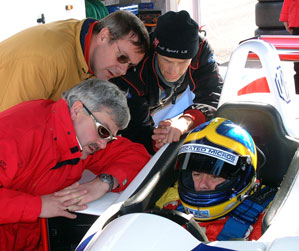 Vince Mitchell, with Mike Newton, Phil Barker and Tommy Erdos - and the Audi hat he was so proud of.